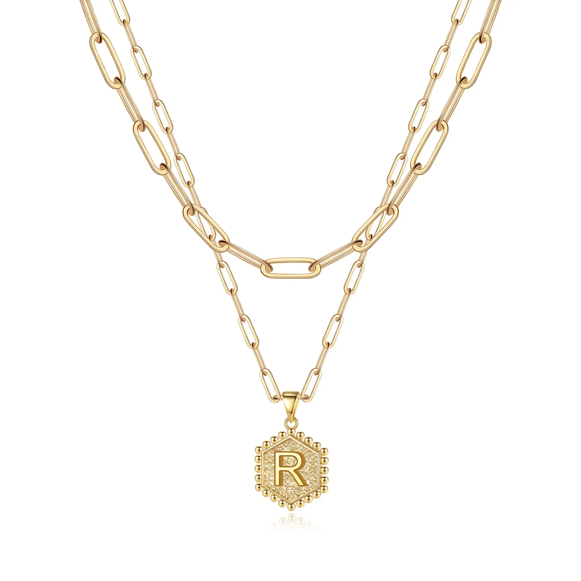 2pc 14k Hexagon Initial Necklace - Image 13