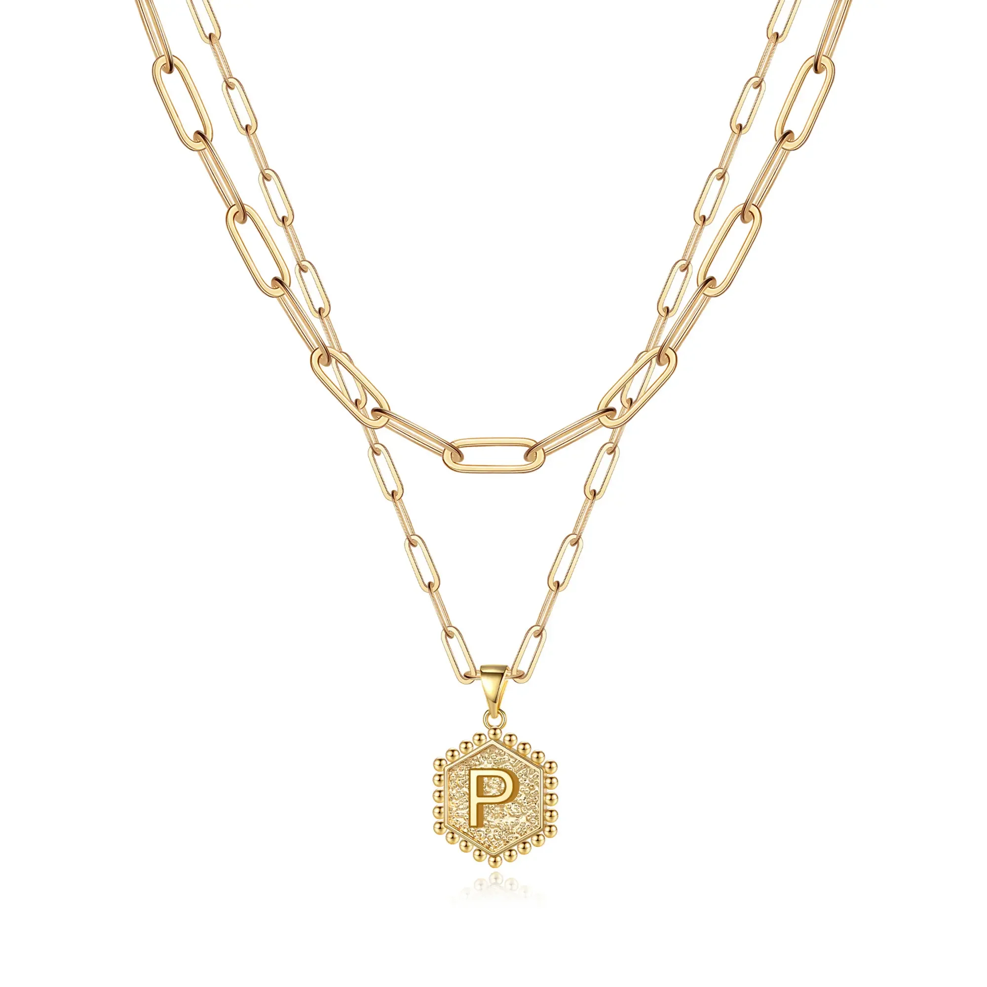 2pc 14k Hexagon Initial Necklace - Image 15