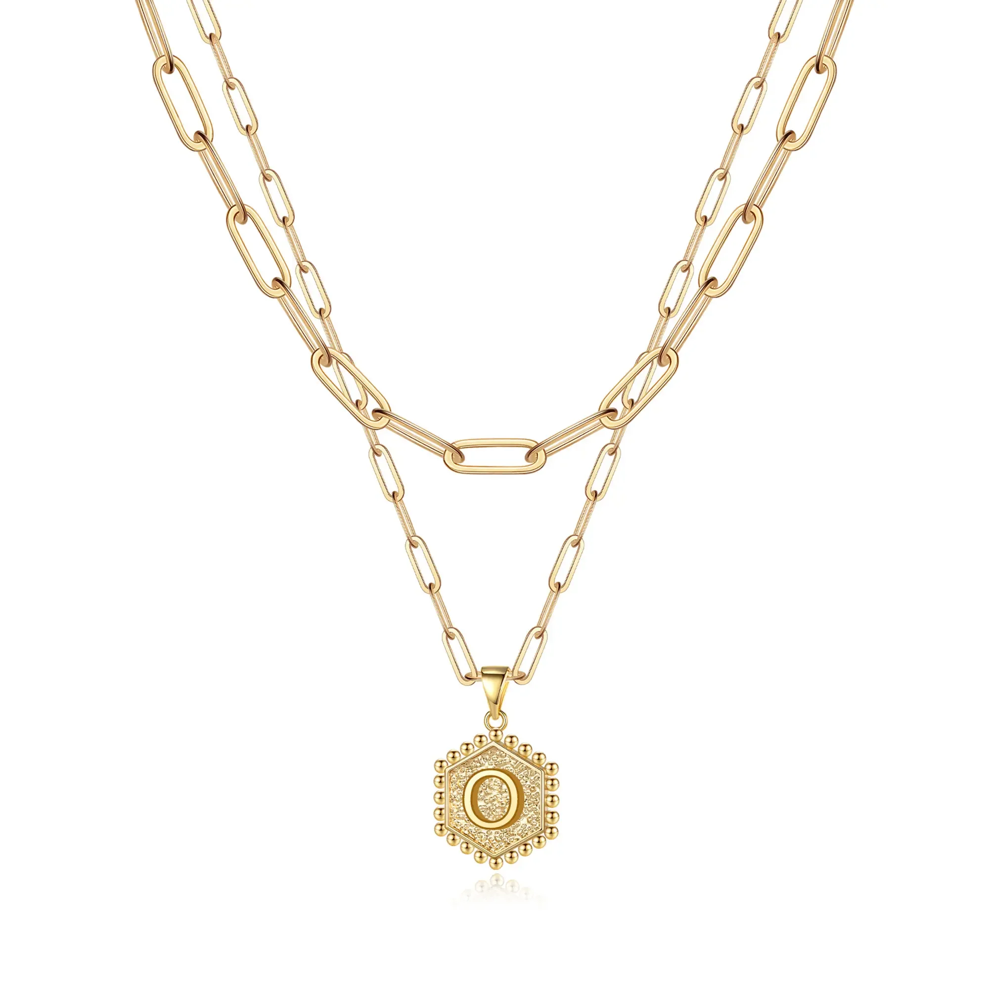 2pc 14k Hexagon Initial Necklace - Image 16