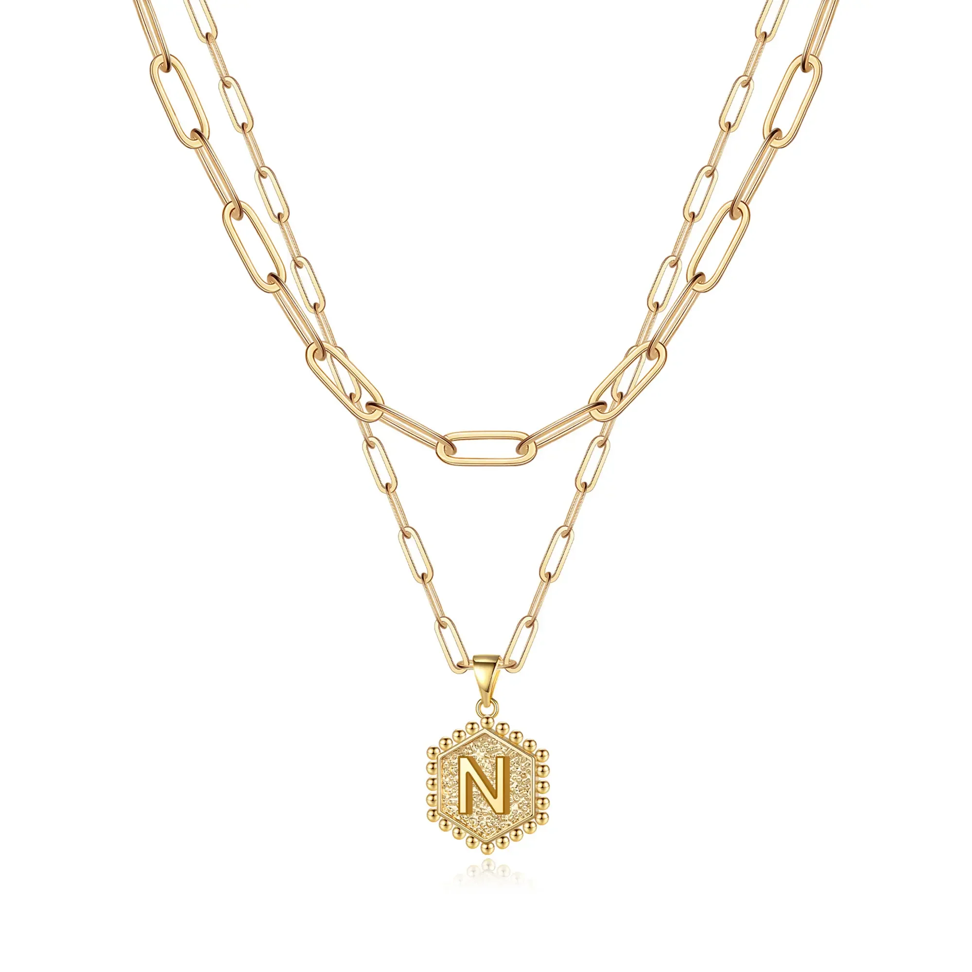 2pc 14k Hexagon Initial Necklace - Image 17