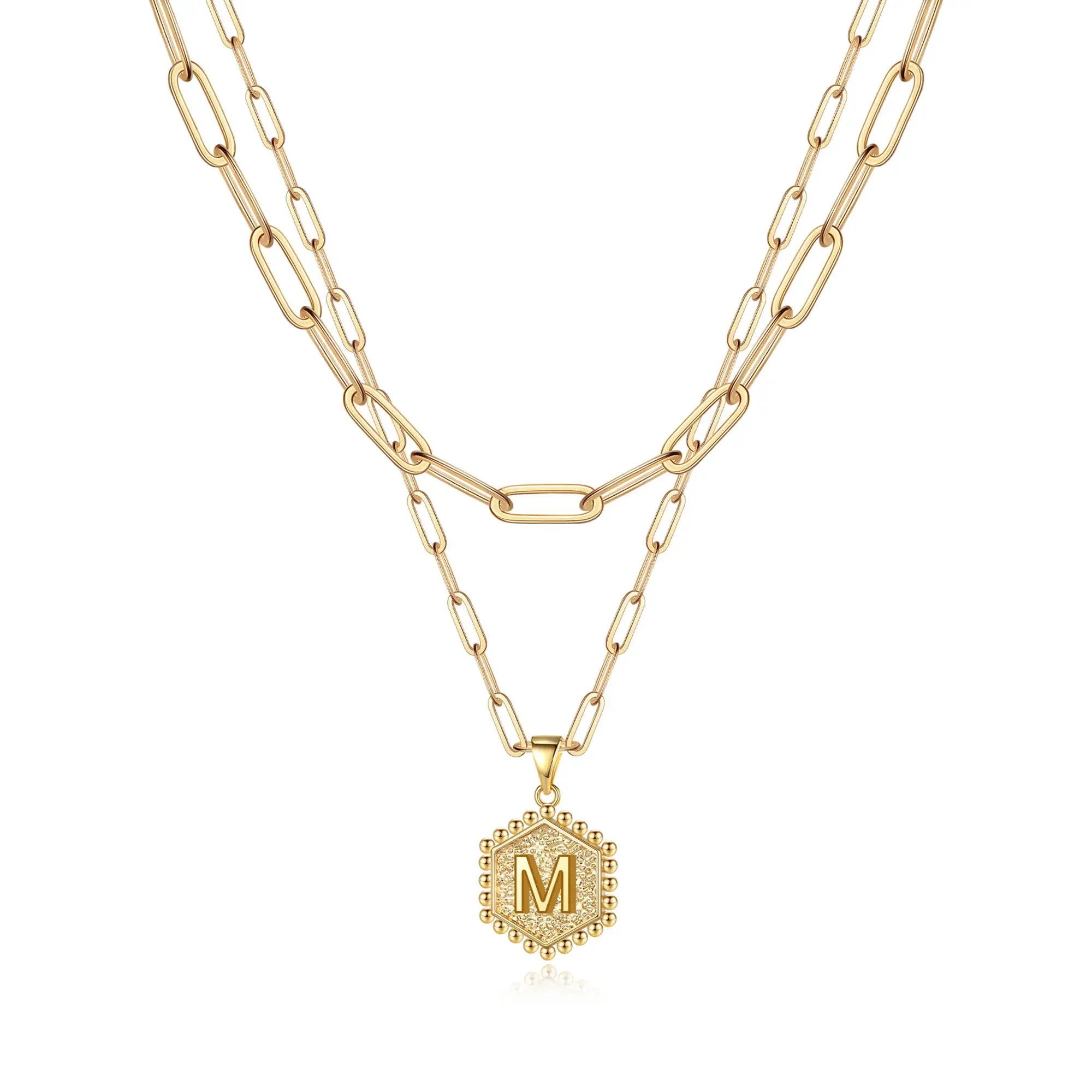 2pc 14k Hexagon Initial Necklace - Image 18