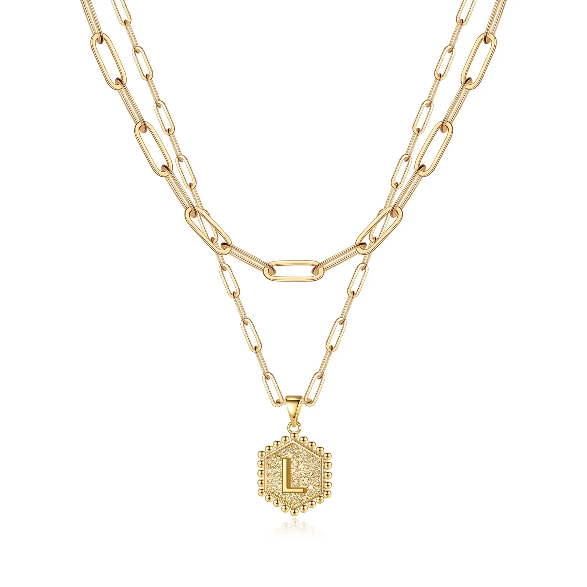 2pc 14k Hexagon Initial Necklace - Image 19