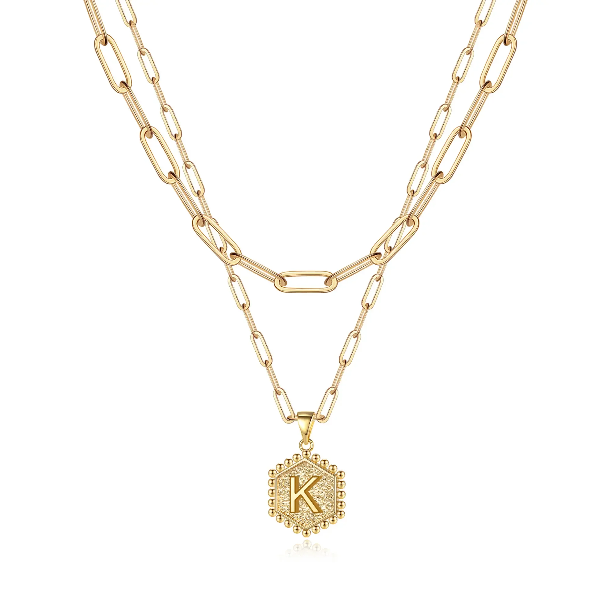 2pc 14k Hexagon Initial Necklace - Image 20
