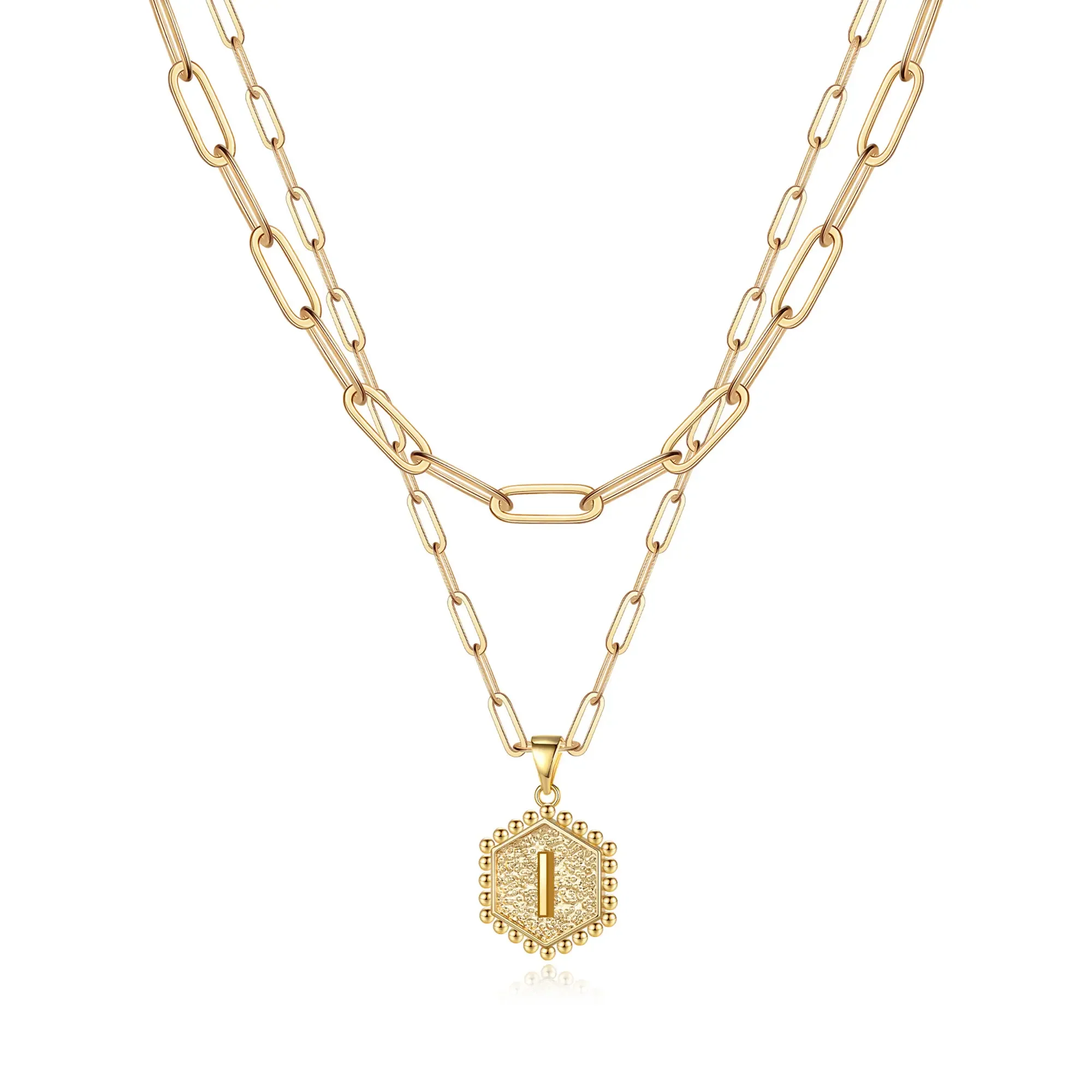 2pc 14k Hexagon Initial Necklace - Image 22