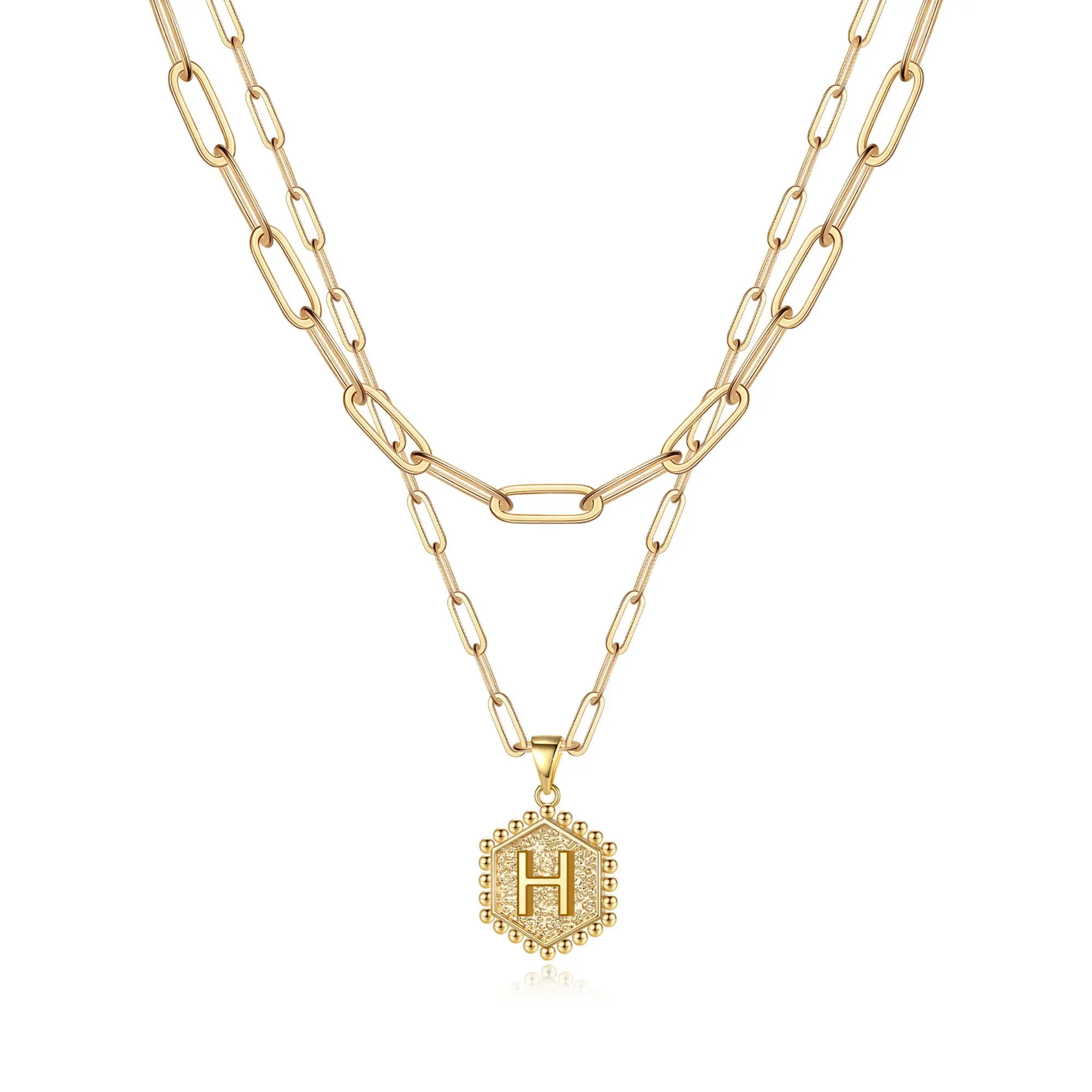 2pc 14k Hexagon Initial Necklace - Image 23