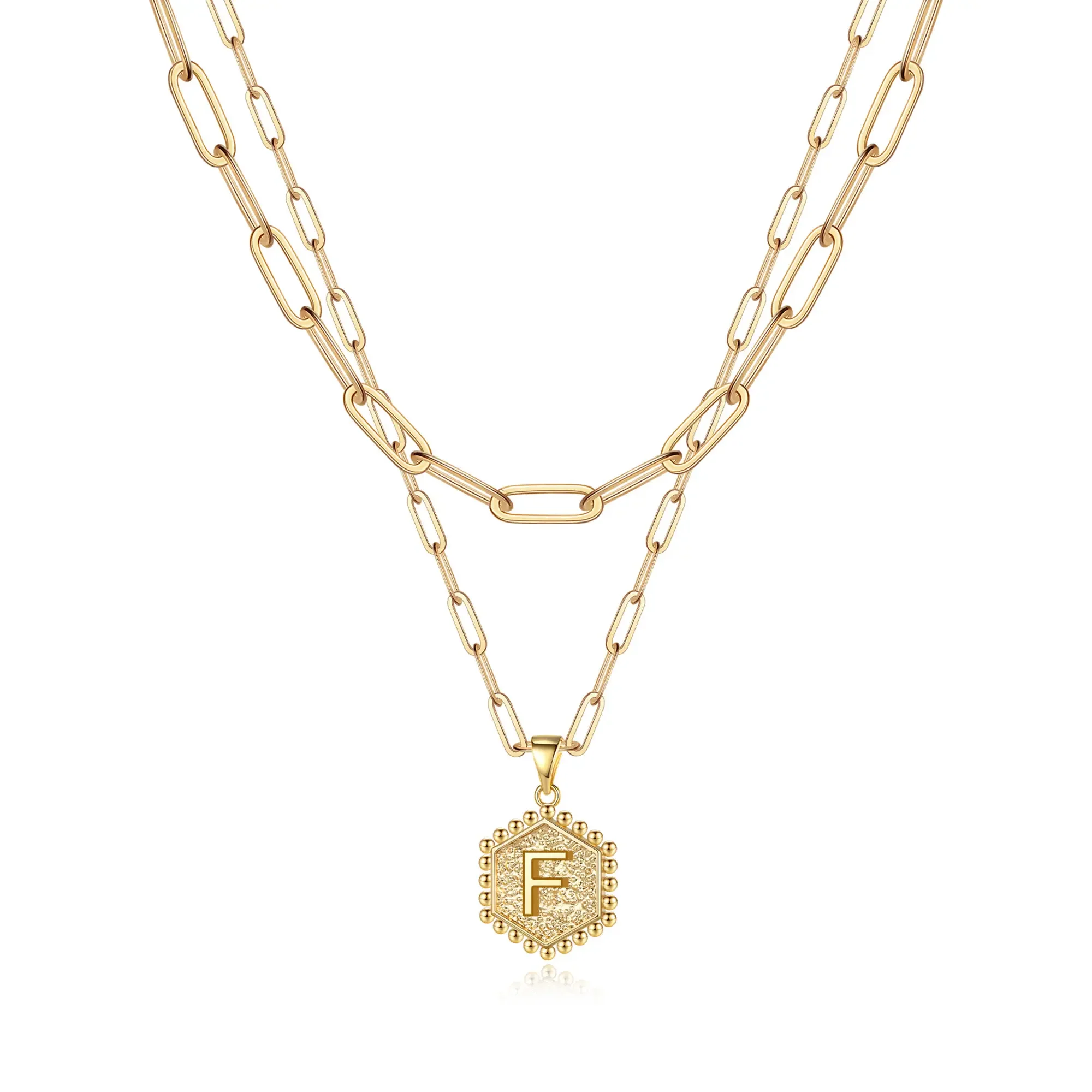 2pc 14k Hexagon Initial Necklace - Image 25