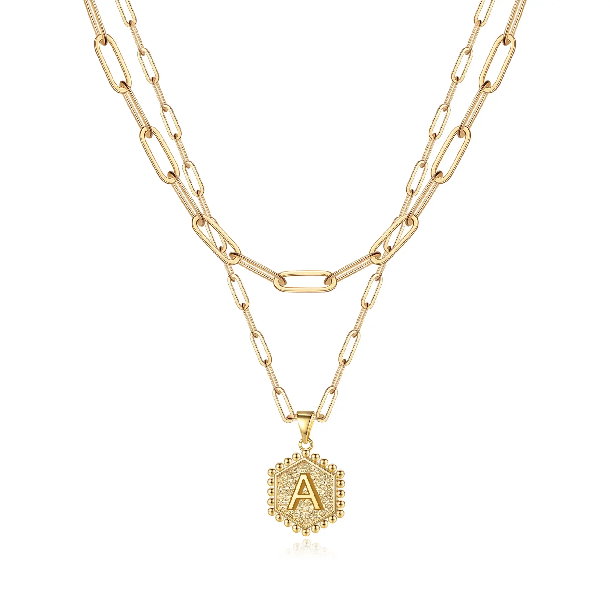2pc 14k Hexagon Initial Necklace - Image 30