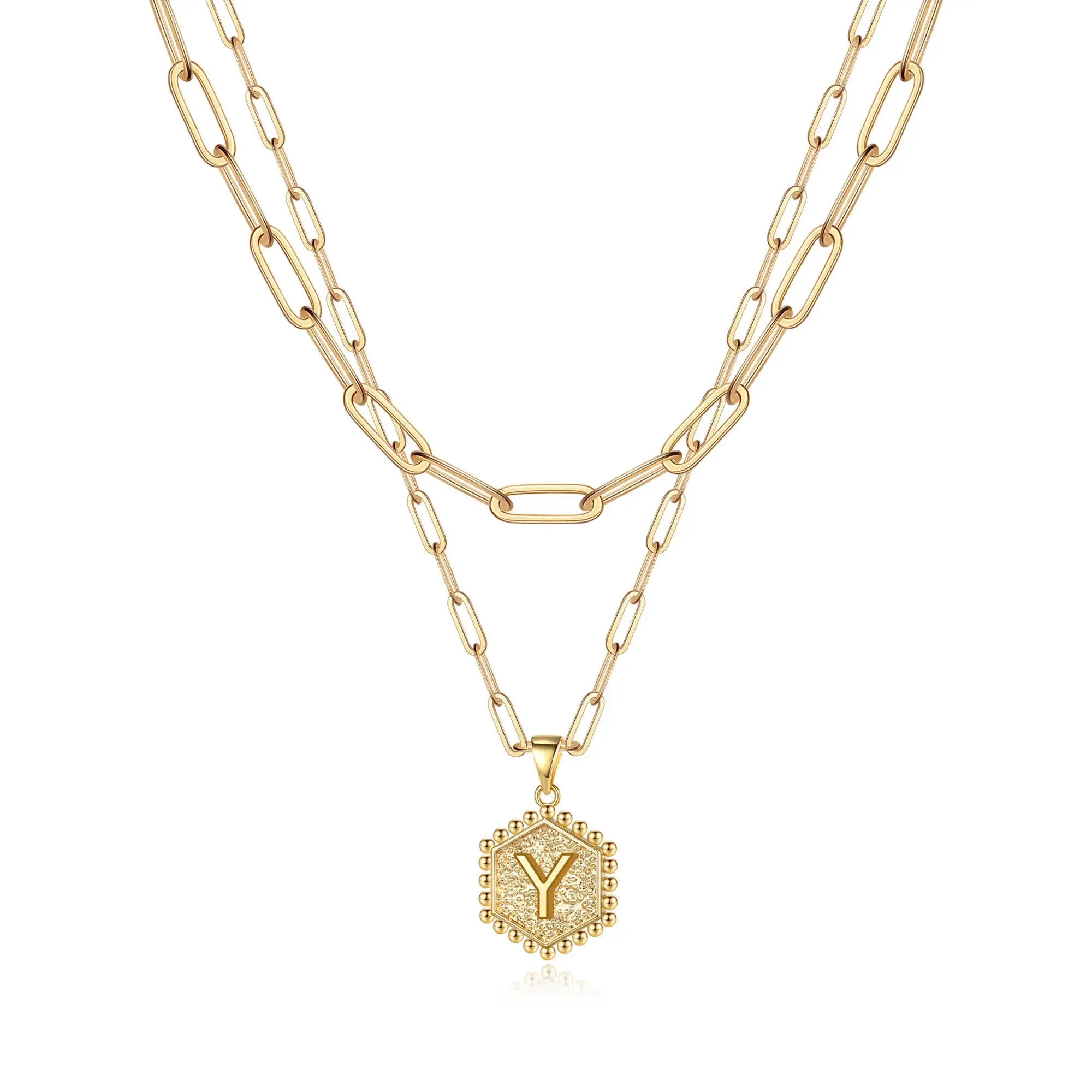 2pc 14k Hexagon Initial Necklace - Image 7