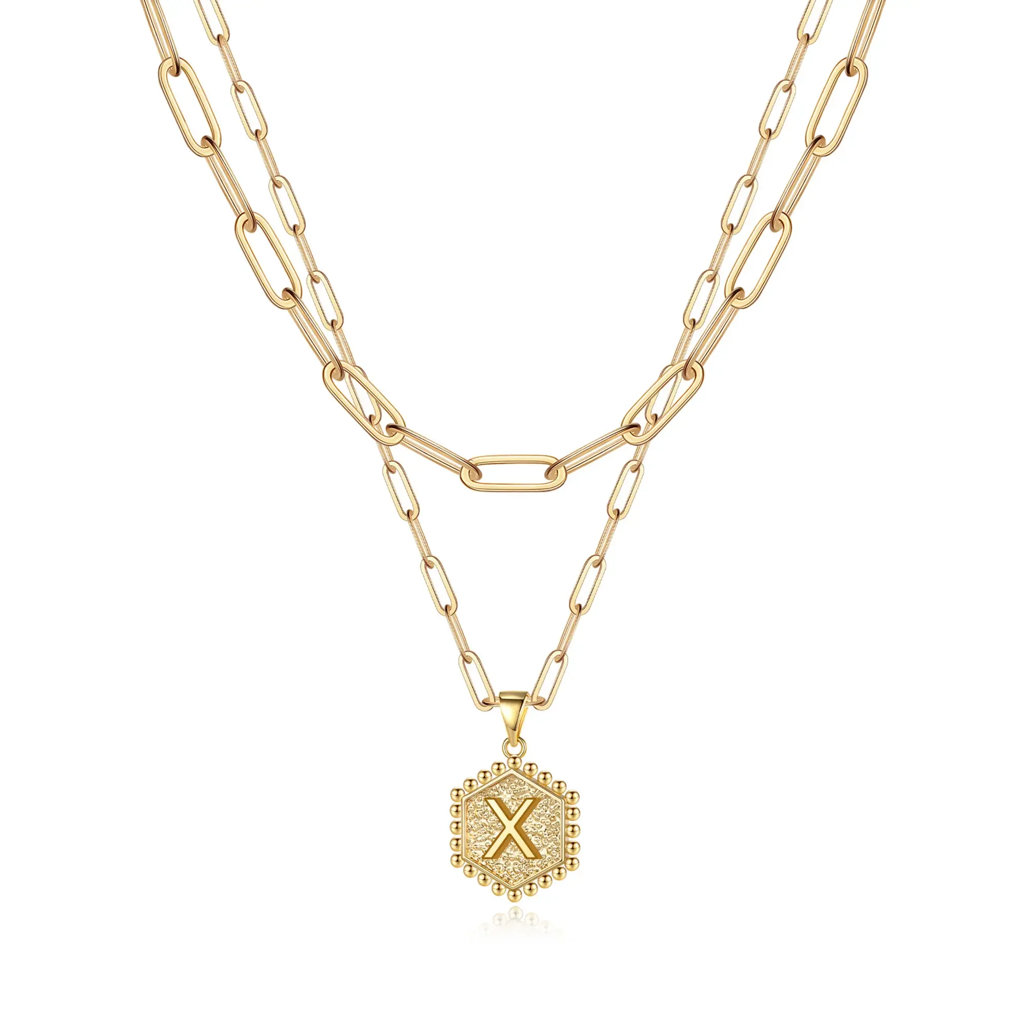 2pc 14k Hexagon Initial Necklace - Image 8