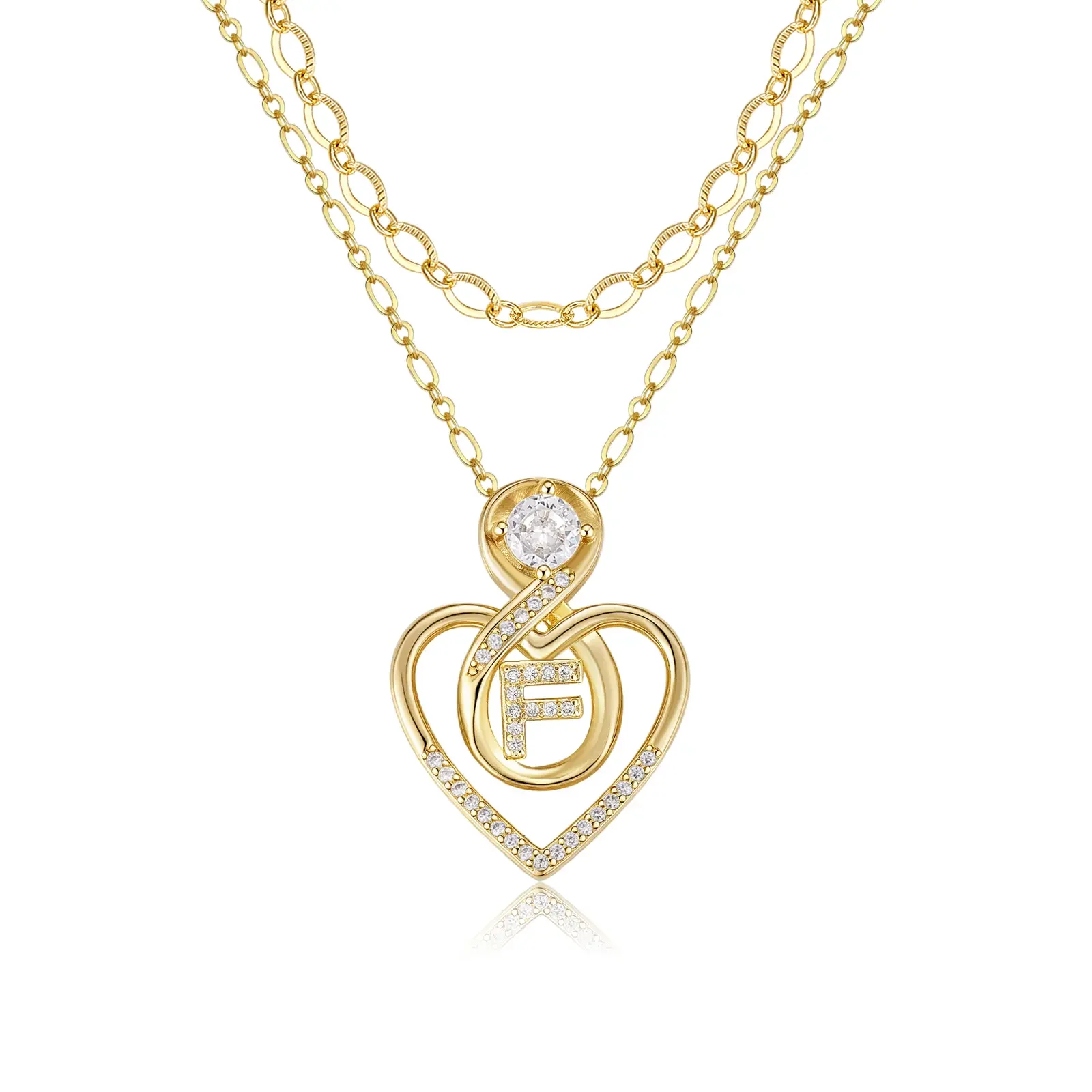 2pc 14k Initial Infinity Heart Necklace Set - Image 15