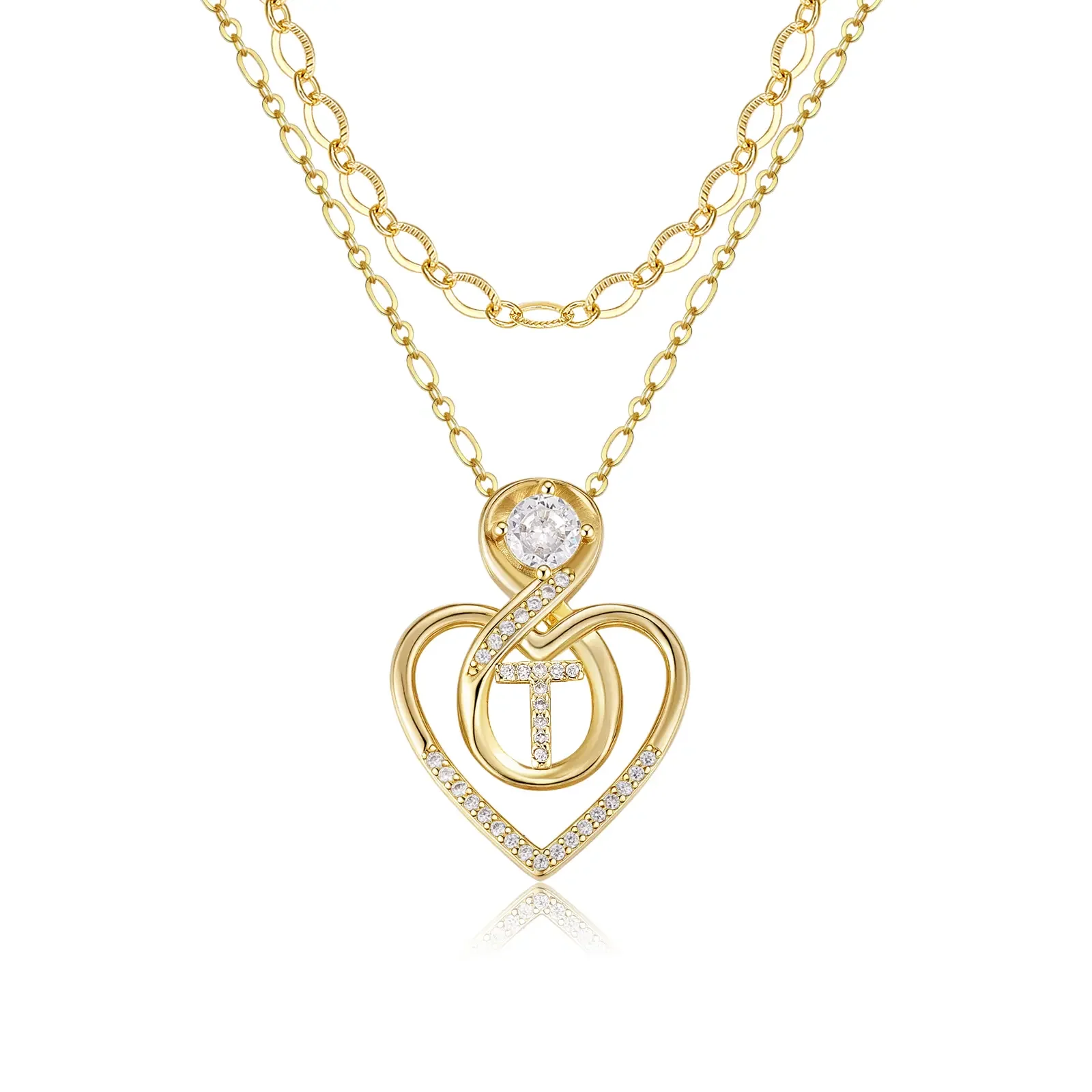 2pc 14k Initial Infinity Heart Necklace Set - Image 17