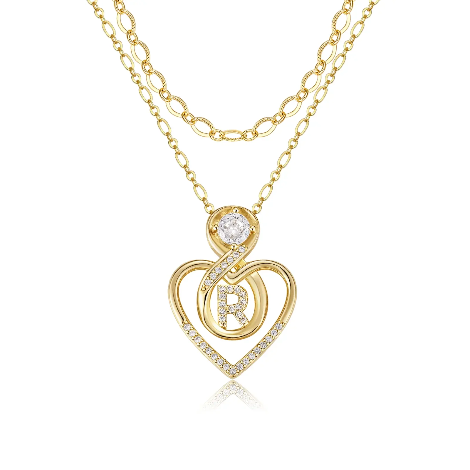 2pc 14k Initial Infinity Heart Necklace Set - Image 19