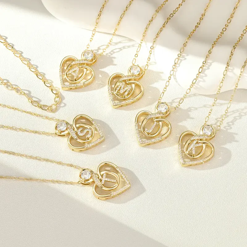 2pc 14k Initial Infinity Heart Necklace Set - Image 2