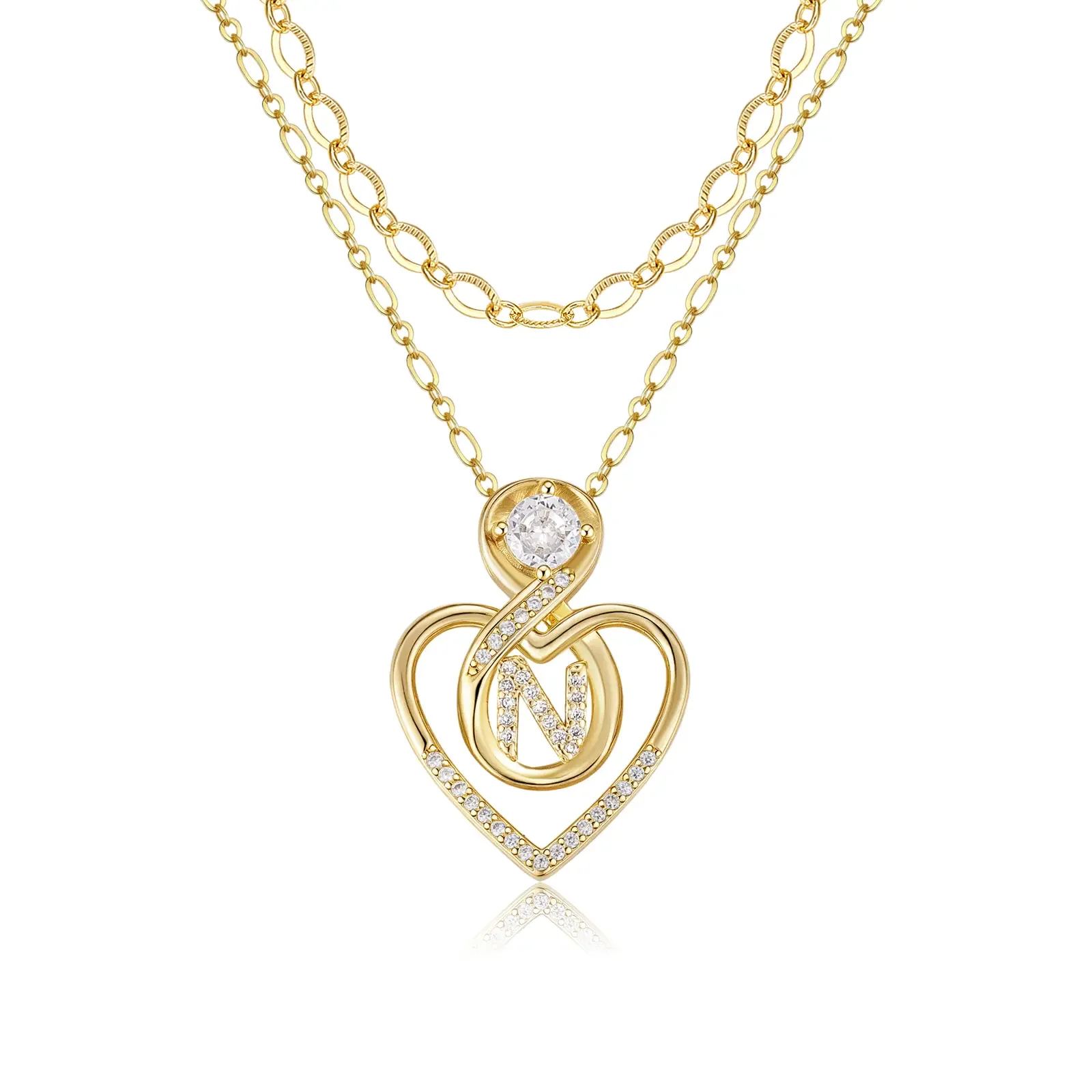 2pc 14k Initial Infinity Heart Necklace Set - Image 20