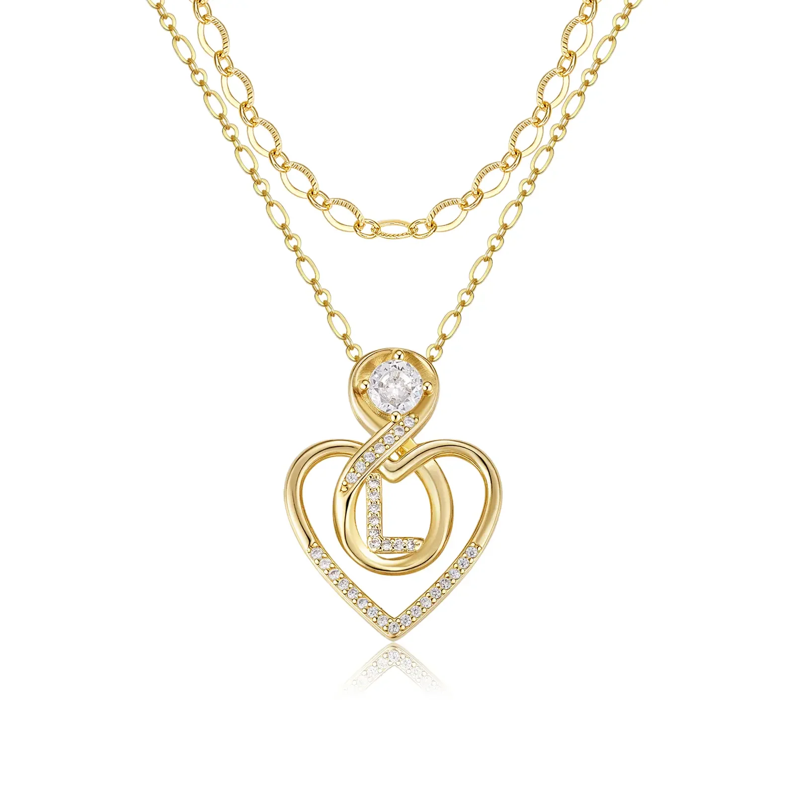 2pc 14k Initial Infinity Heart Necklace Set - Image 22