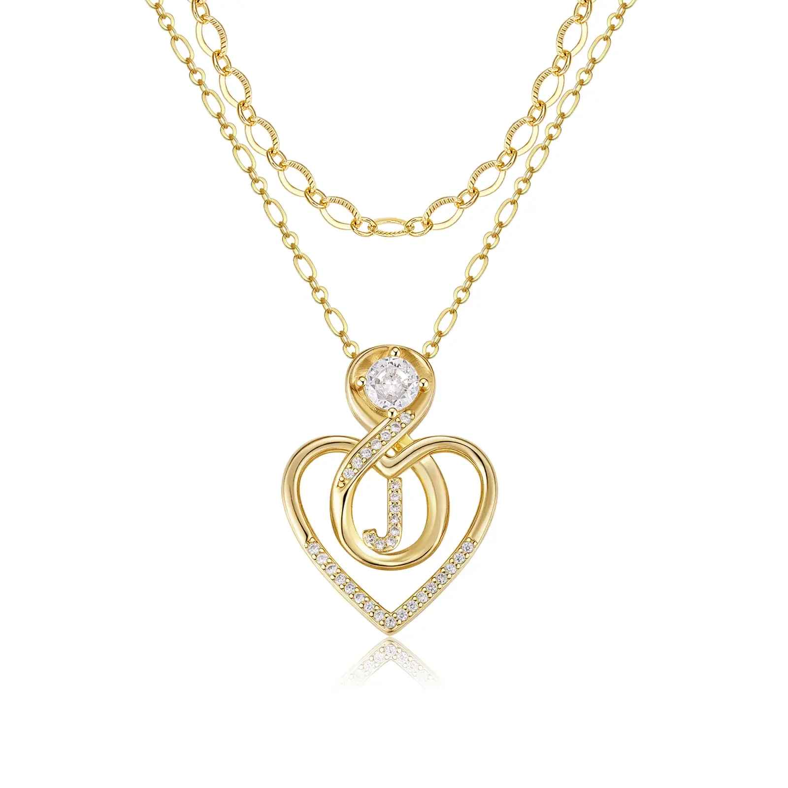 2pc 14k Initial Infinity Heart Necklace Set - Image 24