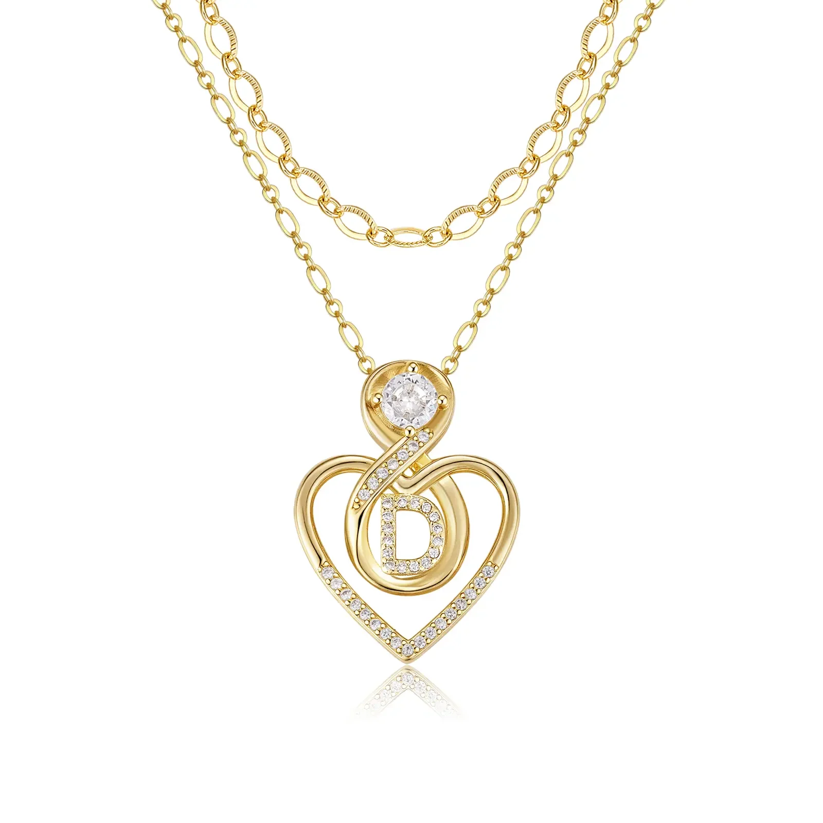 2pc 14k Initial Infinity Heart Necklace Set - Image 25