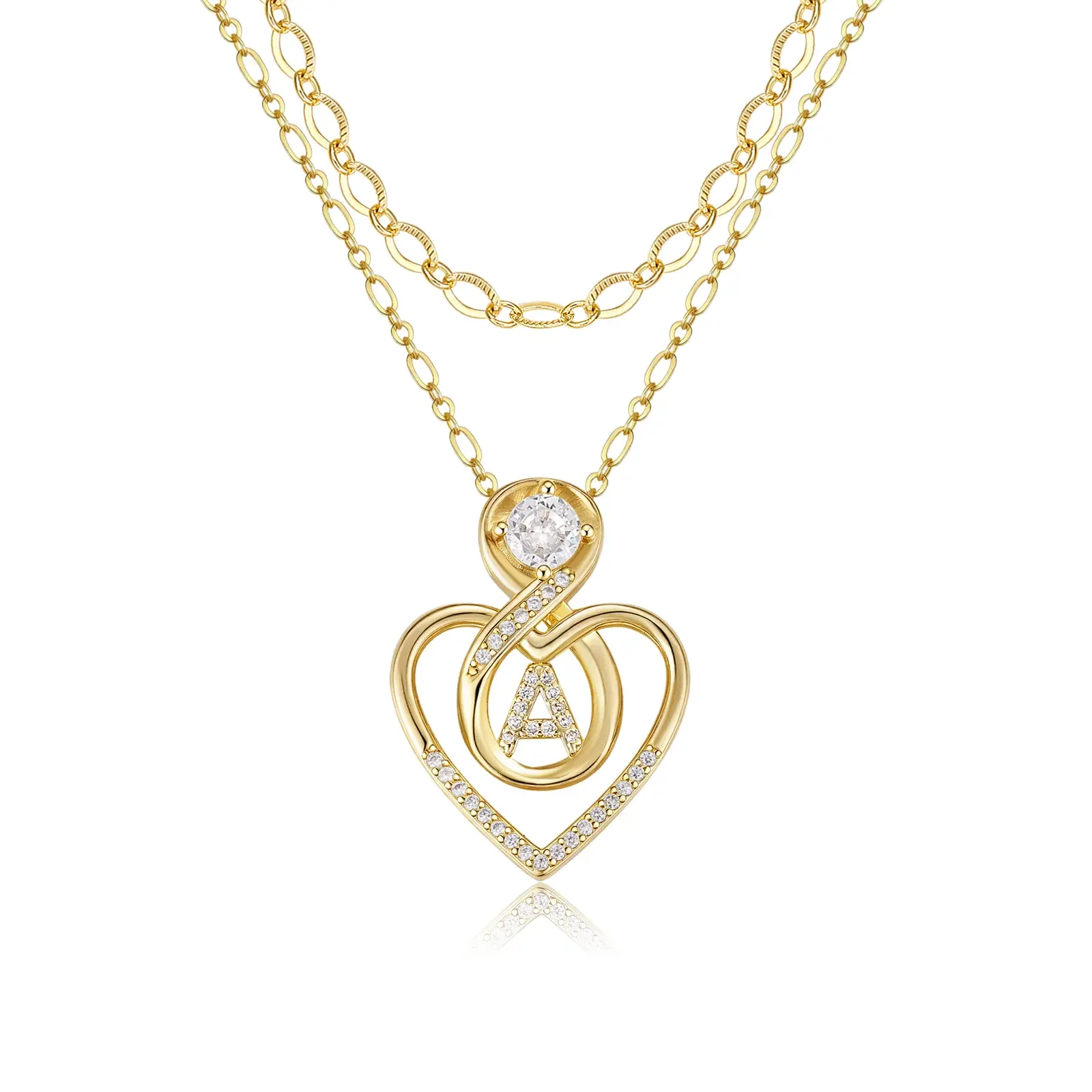 2pc 14k Initial Infinity Heart Necklace Set - Image 28