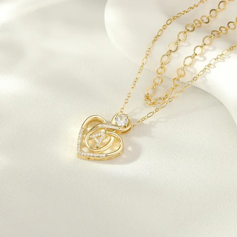 2pc 14k Initial Infinity Heart Necklace Set - Image 3