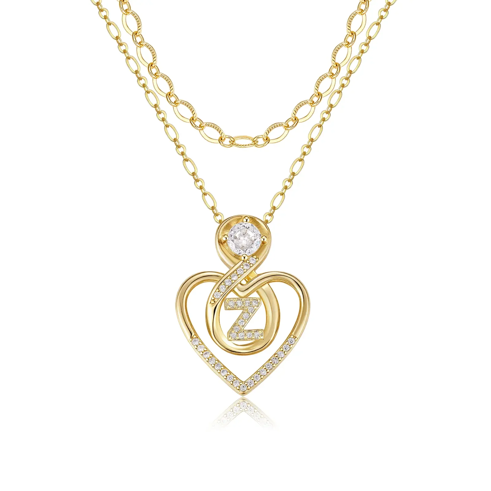 2pc 14k Initial Infinity Heart Necklace Set - Image 4