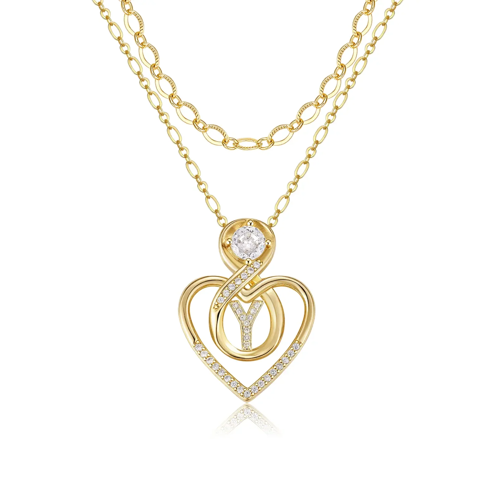 2pc 14k Initial Infinity Heart Necklace Set - Image 5