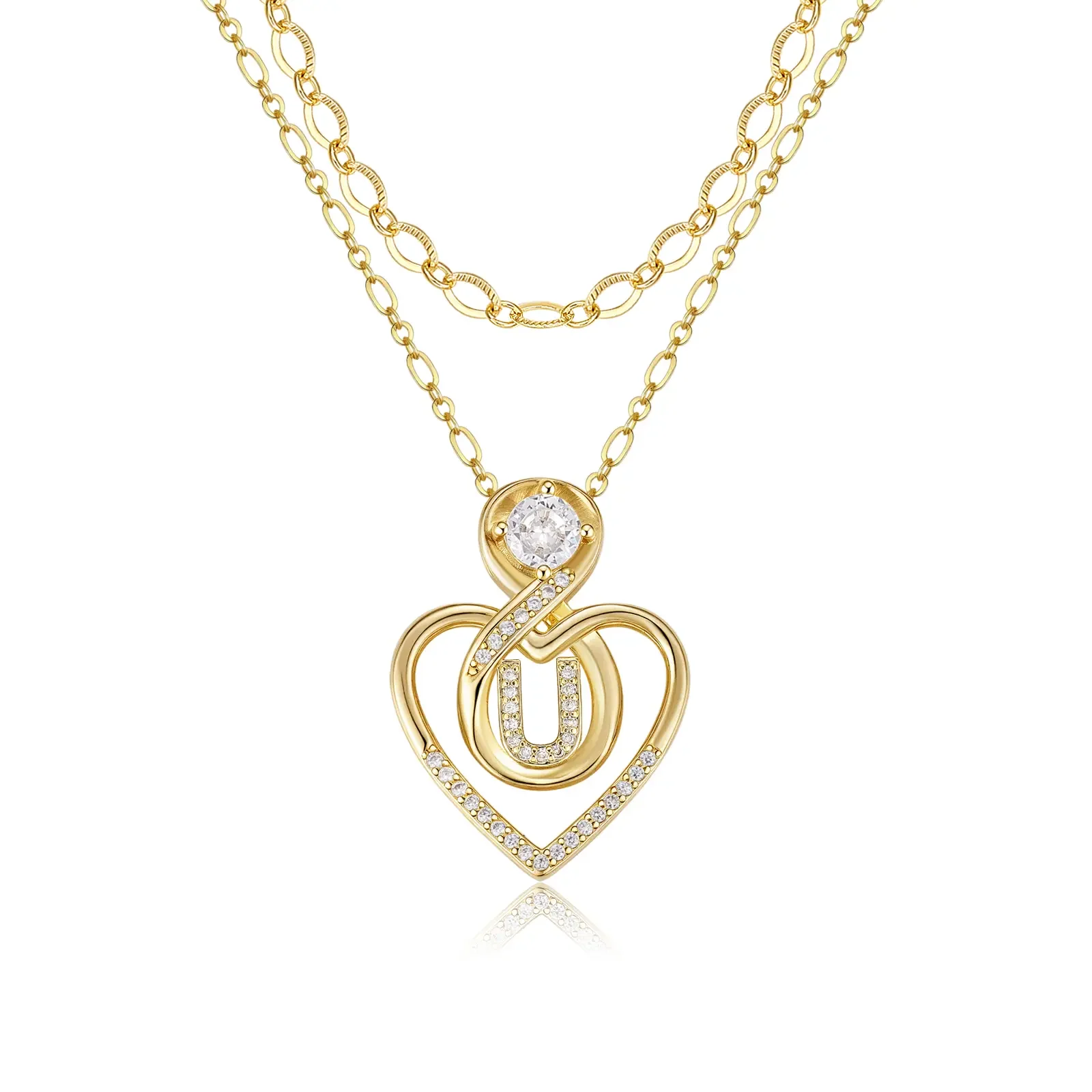2pc 14k Initial Infinity Heart Necklace Set - Image 9