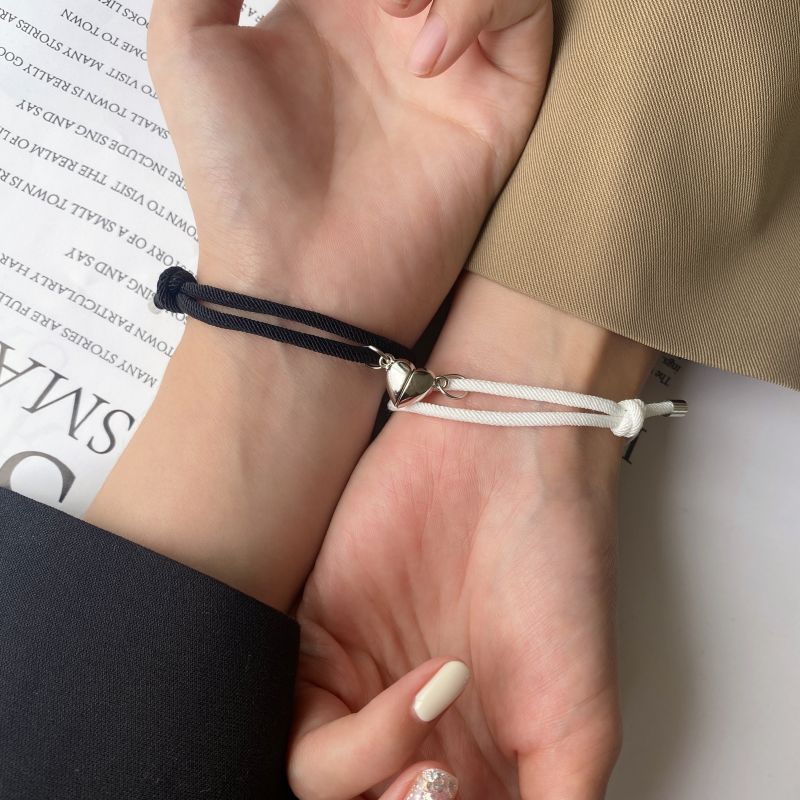 2pc Black & White Heart Couple Bracelets - Image 4