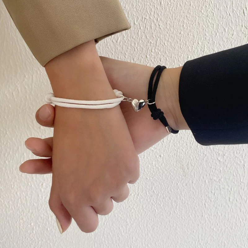 2pc Black & White Heart Couple Bracelets - Image 5