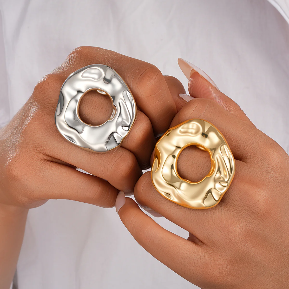 2pc Bold Abstract Circle Ring Set - Image 3