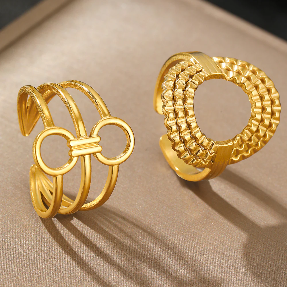 2pc Bold Geometric Ring Set - Image 3