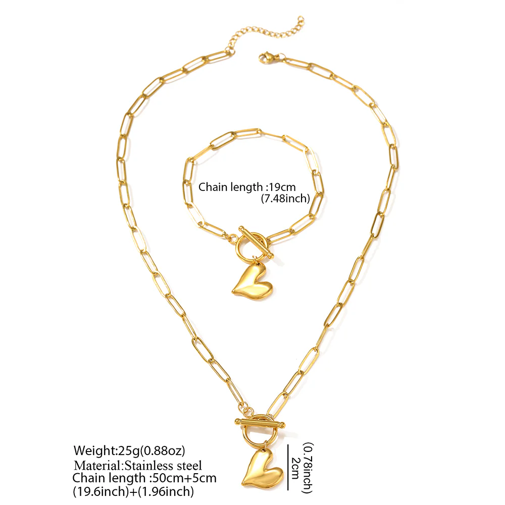 2pc Chunky Heart Charm Jewelry Set - Image 4