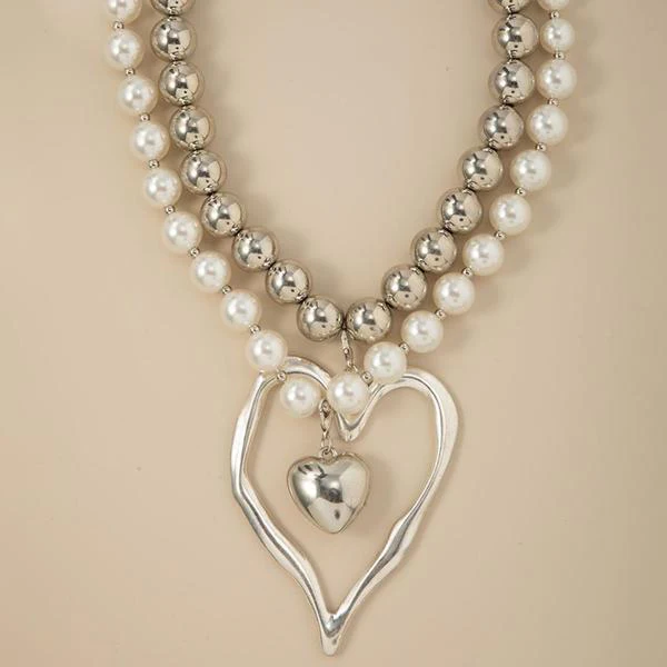 2pc Chunky Love Heart Necklace Set - Image 3