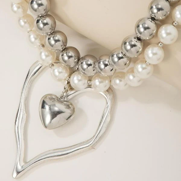 2pc Chunky Love Heart Necklace Set - Image 4