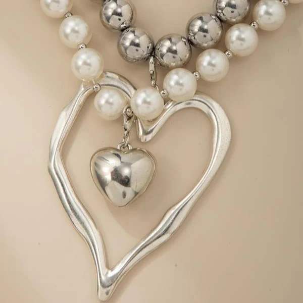 2pc Chunky Love Heart Necklace Set - Image 5