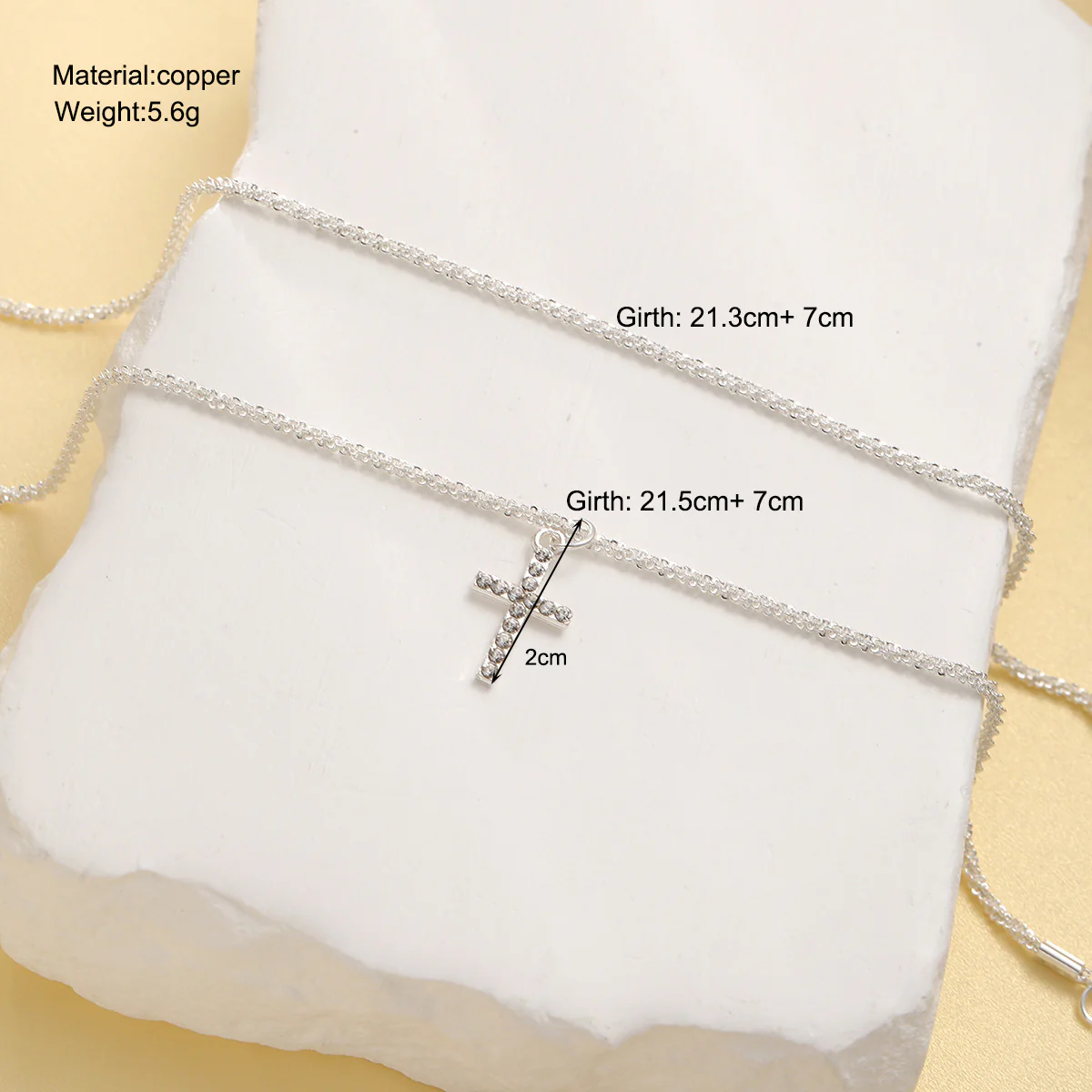 2pc Cross Charm Silver Anklet Set - Image 2