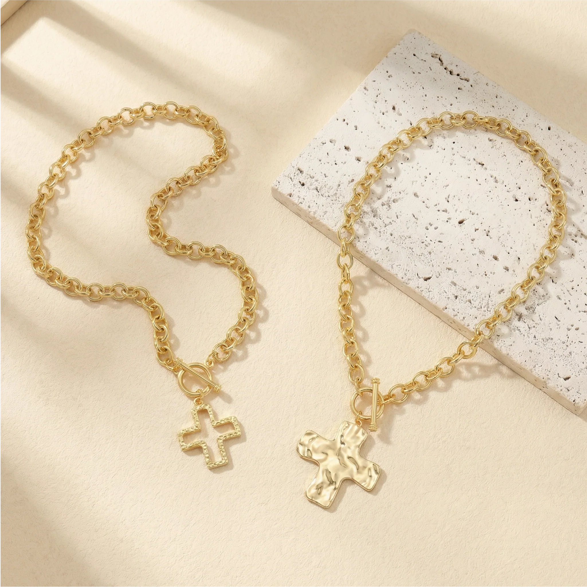 2pc Cross Toggle Necklace Set - Image 3