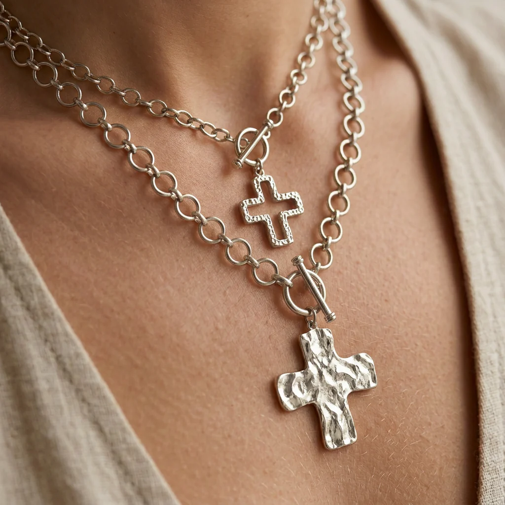 2pc Cross Toggle Necklace Set - Image 6