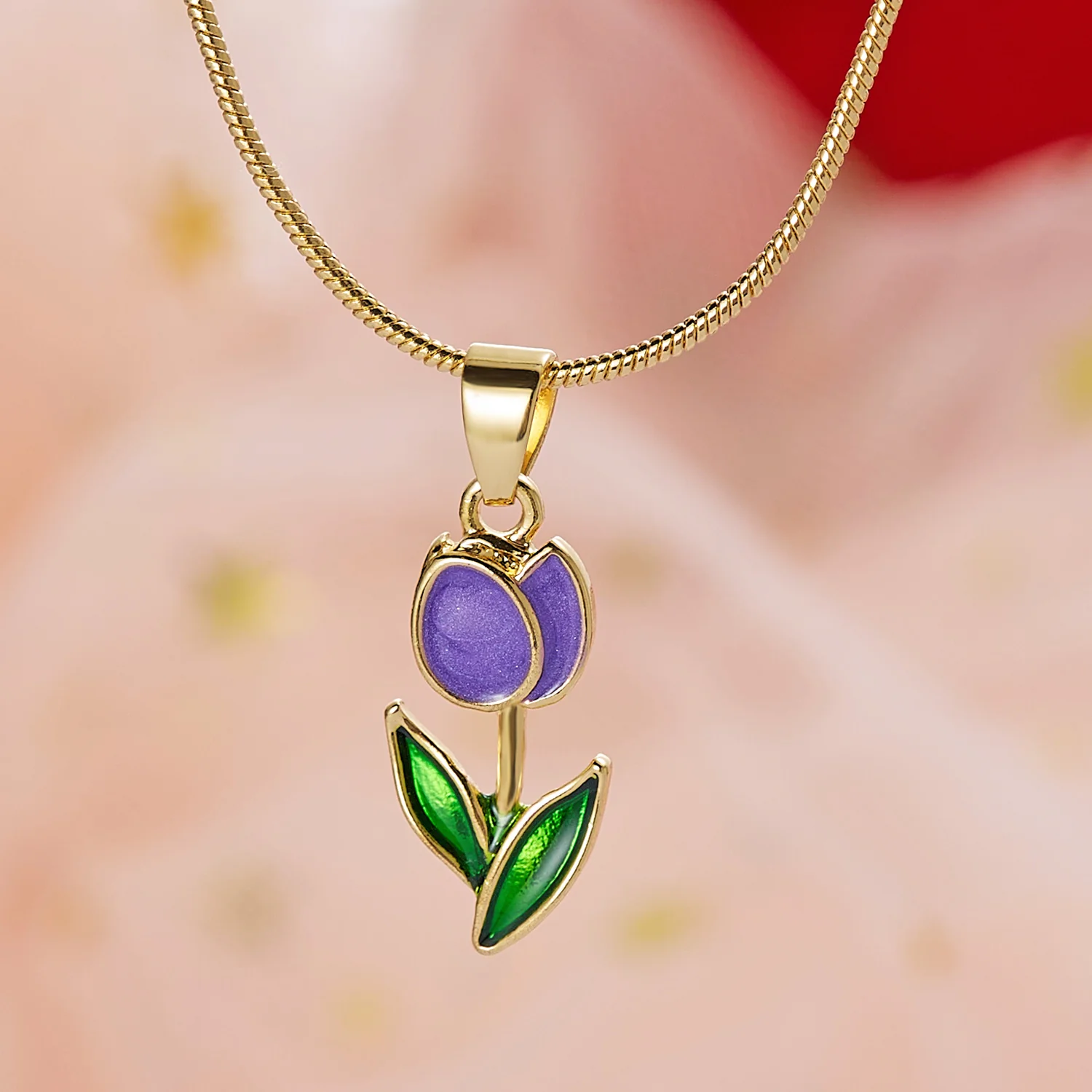 2pc Floral Pendant Necklace & Bracelet Set - Image 2