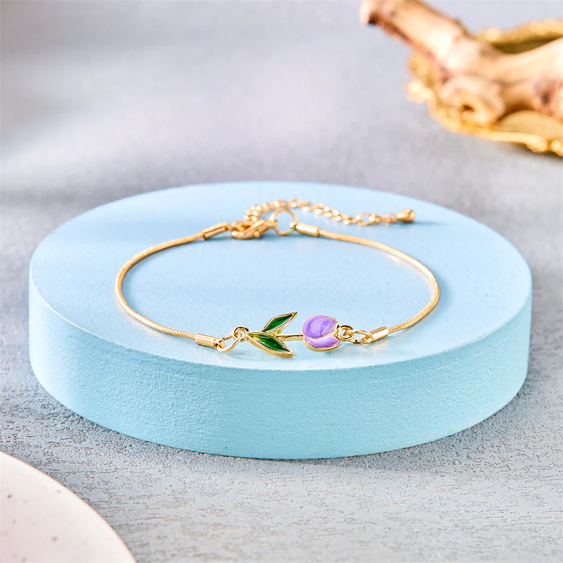 2pc Floral Pendant Necklace & Bracelet Set - Image 3