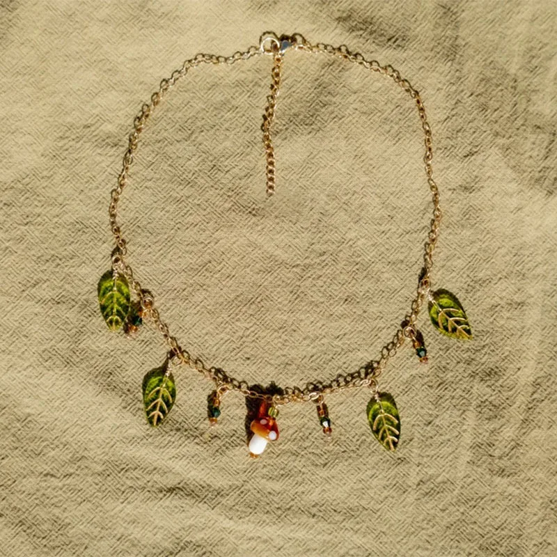 2pc Forest Mushroom Leaf Jewelry Set - Image 3