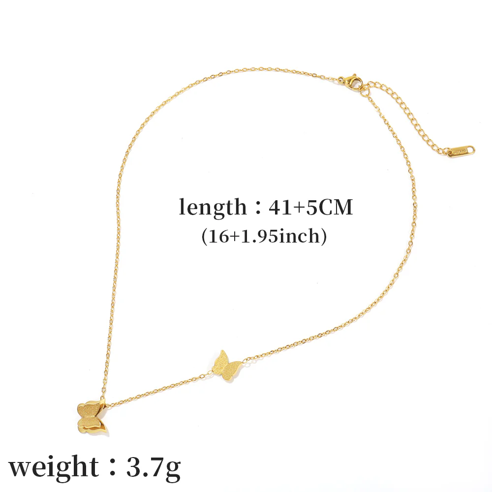 2pc Gold Butterfly Pendant Necklace - Image 2