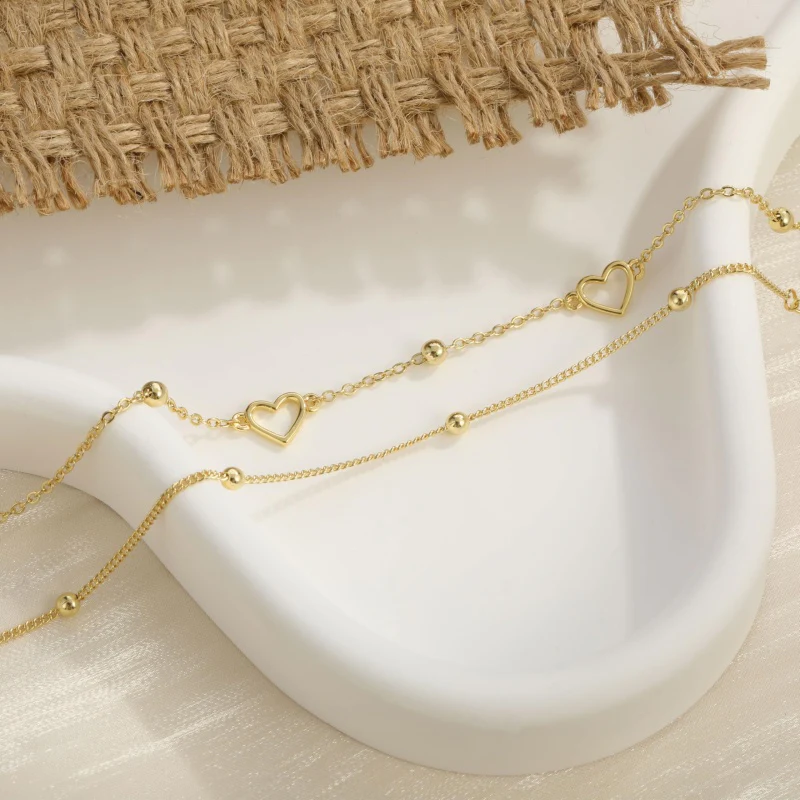 2pc Gold Layered Heart Bracelet Set - Image 5