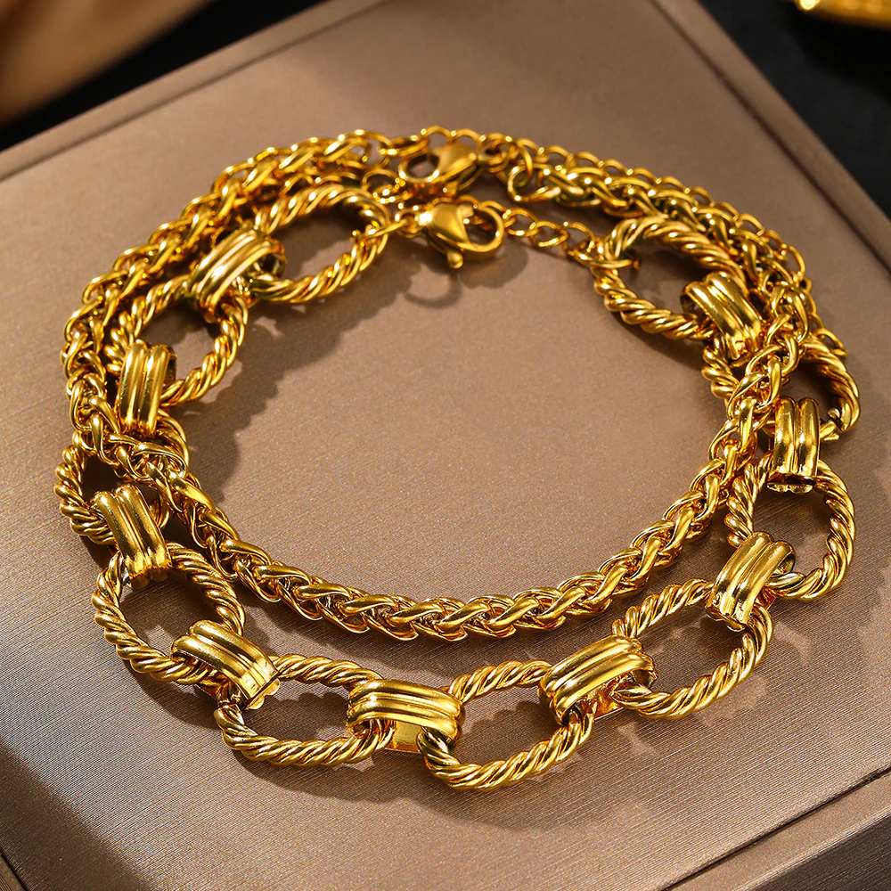 Gold Twisted Link Statement Bracelet - Image 2