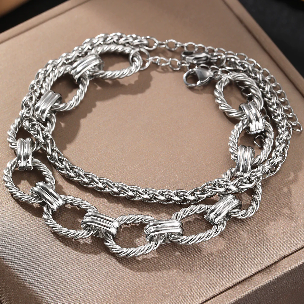 Gold Twisted Link Statement Bracelet - Image 3