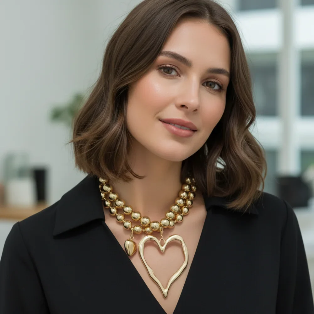 2pc Heart Beaded Necklace Set - Image 2