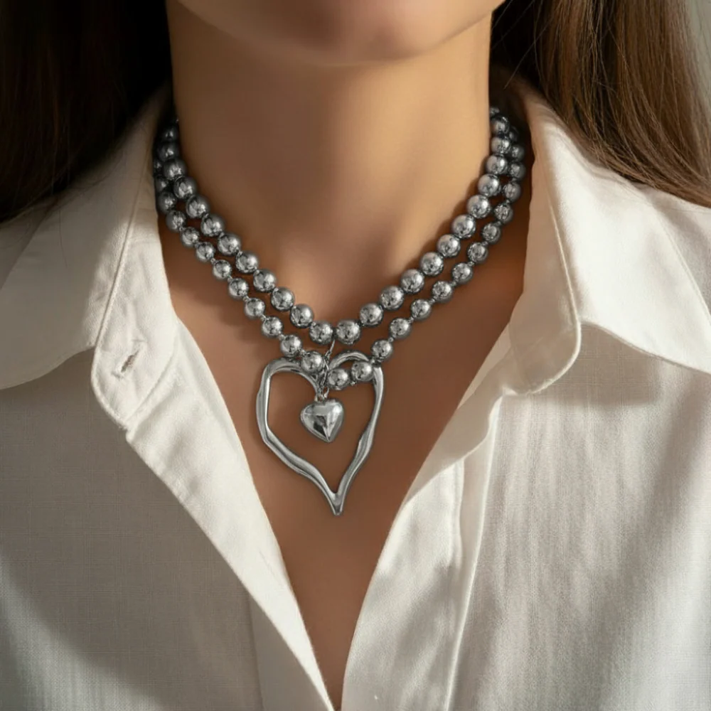 2pc Heart Beaded Necklace Set - Image 5
