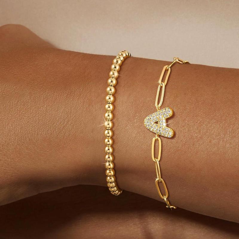 2pc Initial Bubble Bracelet Set - Image 3