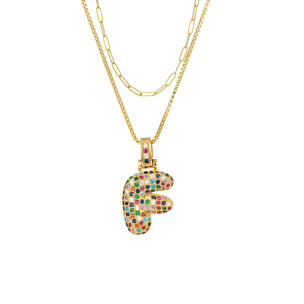 2pc Initial Bubble Necklace Set - Image 12