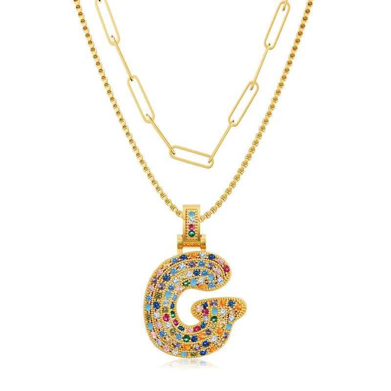 2pc Initial Bubble Necklace Set - Image 13