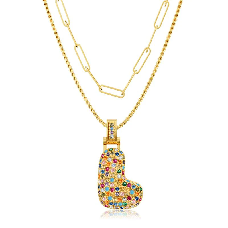 2pc Initial Bubble Necklace Set - Image 18